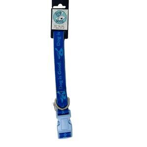 Dog Is Good Dog Collar Bolo Dog Collar 1" Adjusts 18"-22" Blue
